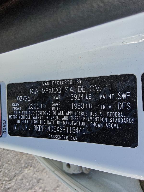 KIA K4 LX 2025 VIN 3KPFT4DEXSE115441