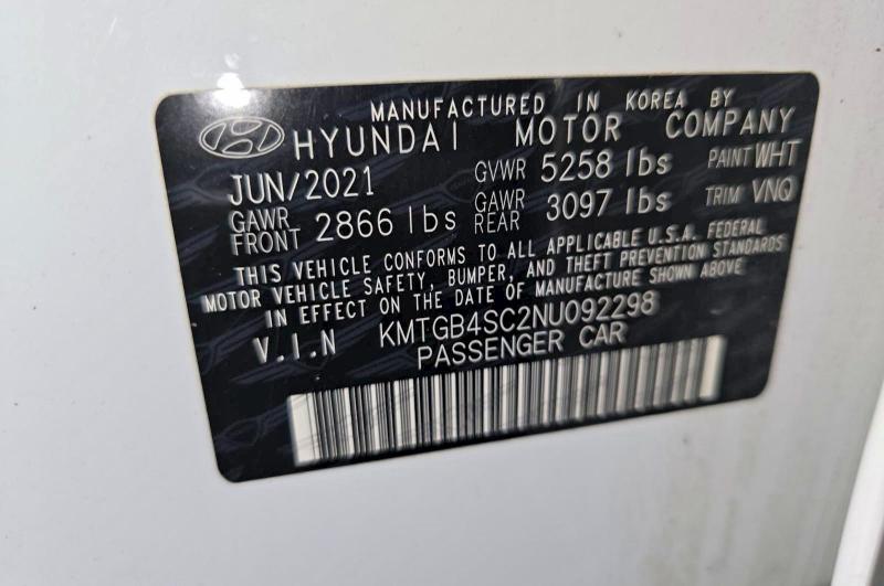 GENESIS G80 2022 VIN KMTGB4SC2NU092298