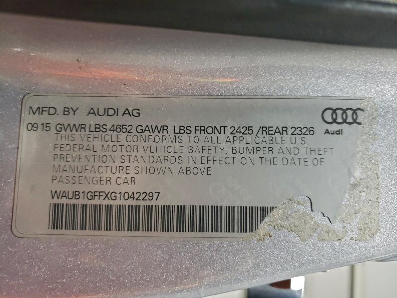 AUDI S3 2016 VIN WAUB1GFFXG1042297