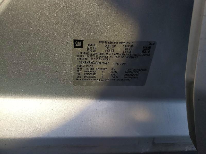 CHEVROLET TAHOE 2016 VIN 1GNSKBKC3GR171697