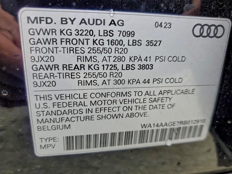 AUDI Q8 E-TRON 2024 VIN WA14AAGE7RB012910