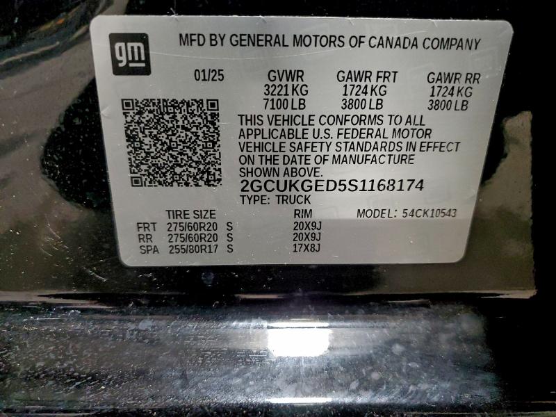 CHEVROLET ALL Models 2025 VIN 2GCUKGED5S1168174