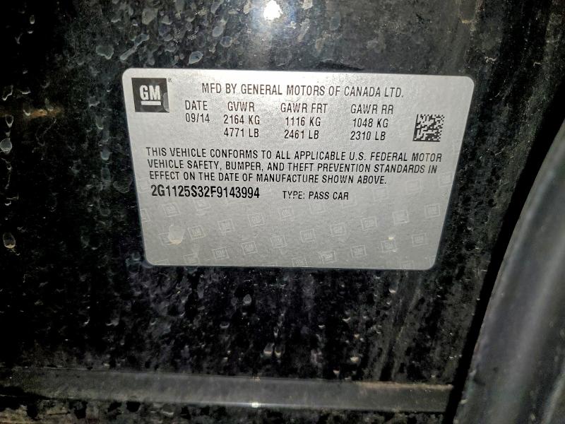 CHEVROLET IMPALA 2015 VIN 2G1125S32F9143994