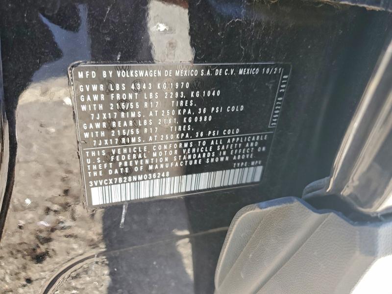 VOLKSWAGEN TAOS S 2022 VIN 3VVCX7B28NM036248