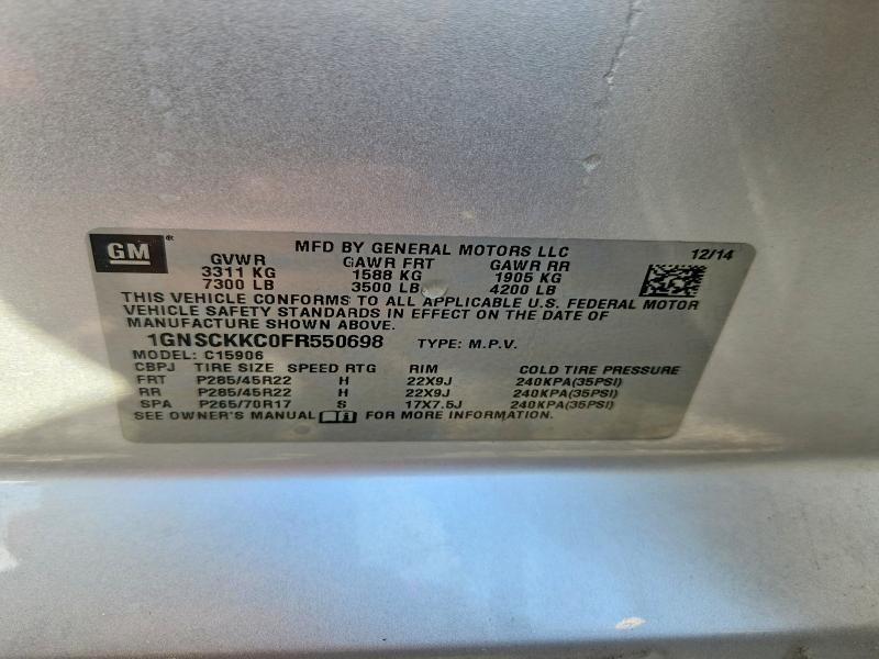 CHEVROLET SUBURBAN 2015 VIN 1GNSCKKC0FR550698