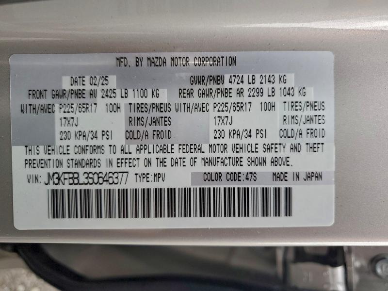 MAZDA CX-5 SELEC 2025 VIN JM3KFBBL3S0646377