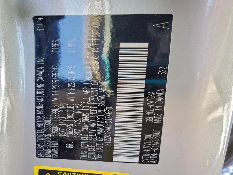 LEXUS RX350 2015 VIN 2T2ZK1BA0FC174660