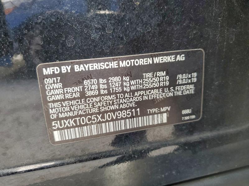 BMW X5 2018 VIN 5UXKT0C5XJ0V98511
