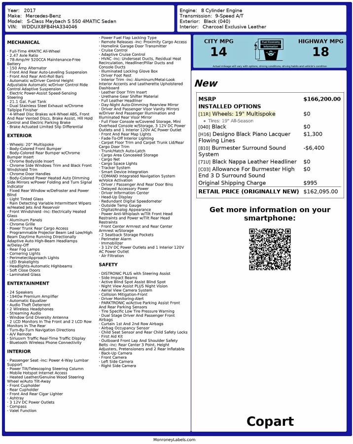 MERCEDES-BENZ ALL OTHER 2017 VIN WDDUX8FB4HA334046