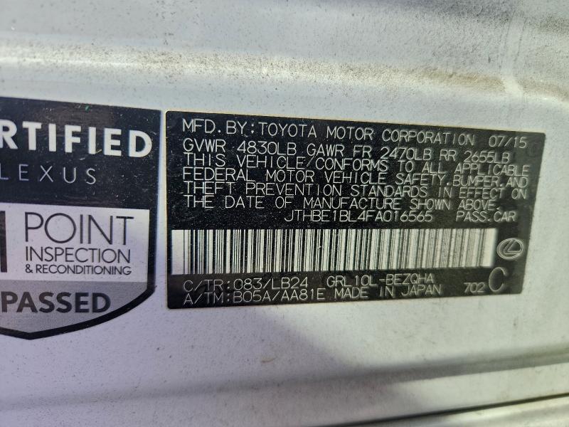 LEXUS GS350 2015 VIN JTHBE1BL4FA016565