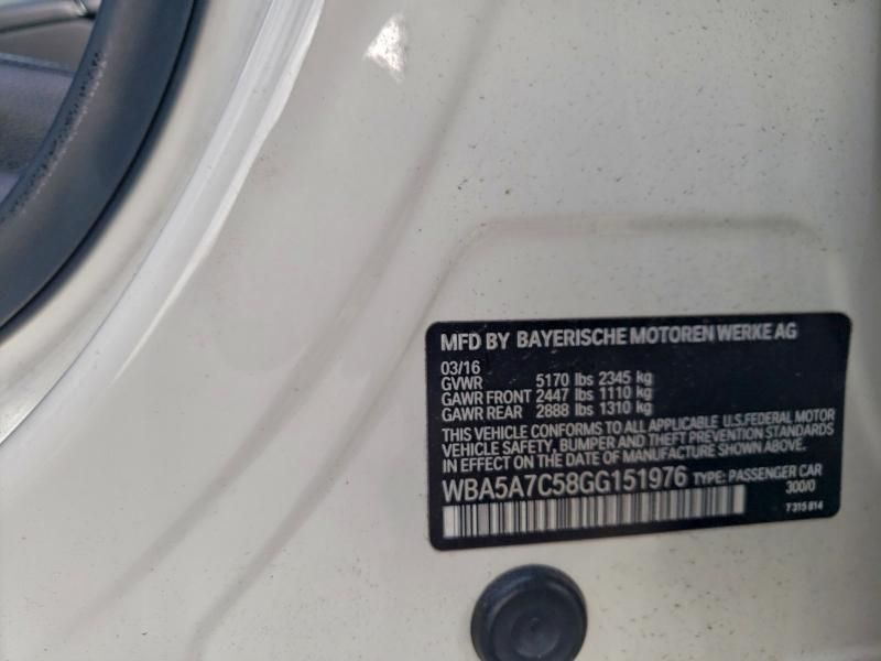 BMW 5 SERIES 2016 VIN WBA5A7C58GG151976