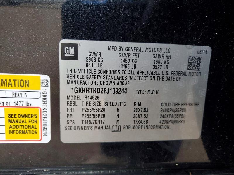 GMC ACADIA DEN 2015 VIN 1GKKRTKD2FJ109244