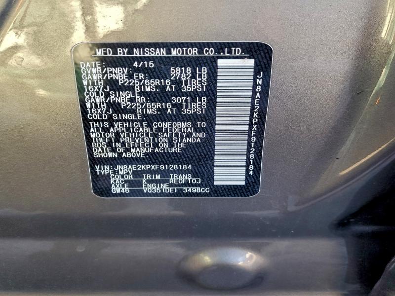 NISSAN QUEST 2015 VIN JN8AE2KPXF9128184