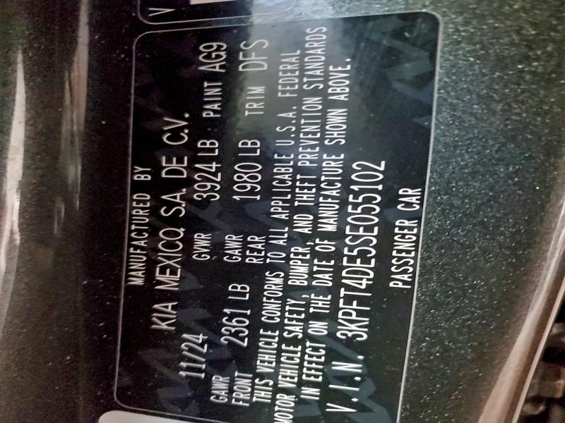 KIA K4 LX 2025 VIN 3KPFT4DE5SE055102