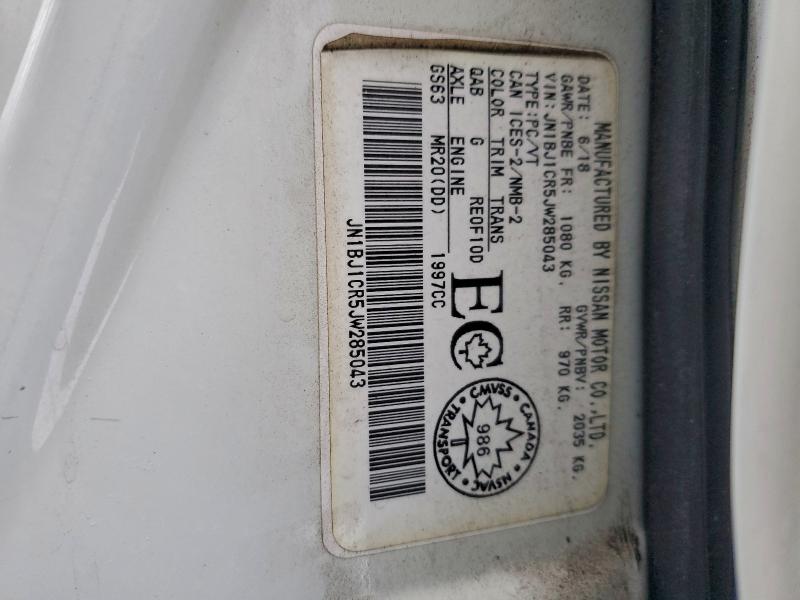 NISSAN QASHAQI S 2018 VIN JN1BJ1CR5JW285043