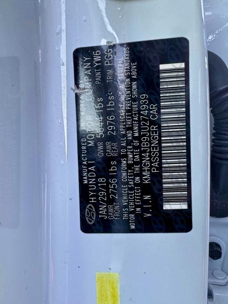 GENESIS G80 2018 VIN KMHGN4JB9JU274939