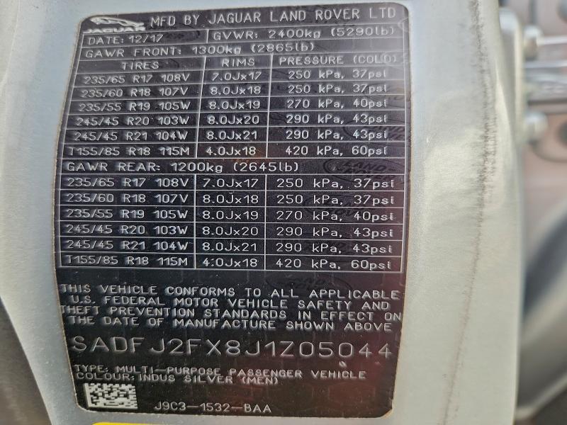 JAGUAR ETYPE 2018 VIN SADFJ2FX8J1Z05044