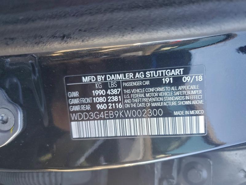 MERCEDES-BENZ A-CLASS 2019 VIN WDD3G4EB9KW002300