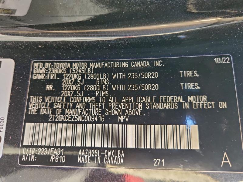 LEXUS NX 350H 2022 VIN 2T2GKCEZ5NC009416