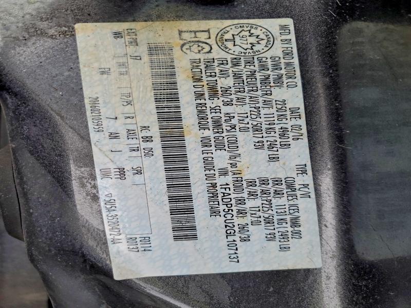 FORD CMAX 2016 VIN 1FADP5CU2GL107137