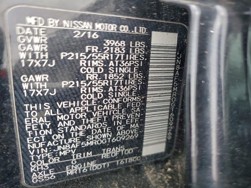 NISSAN JUKE 2016 VIN JN8AF5MR0GT609269