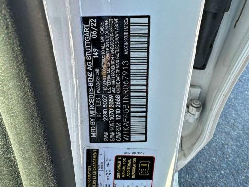 MERCEDES-BENZ C-CLASS 2022 VIN W1KAF4GB1NR067913