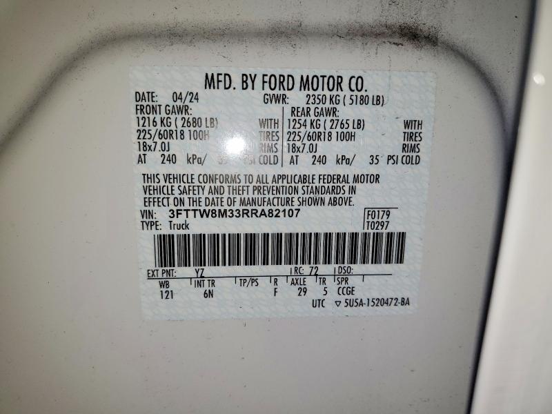 FORD MAVERICK L 2024 VIN 3FTTW8M33RRA82107