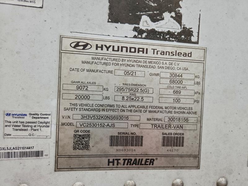 HYUNDAI ALL OTHER 2022 VIN 3H3V532K0NS693016