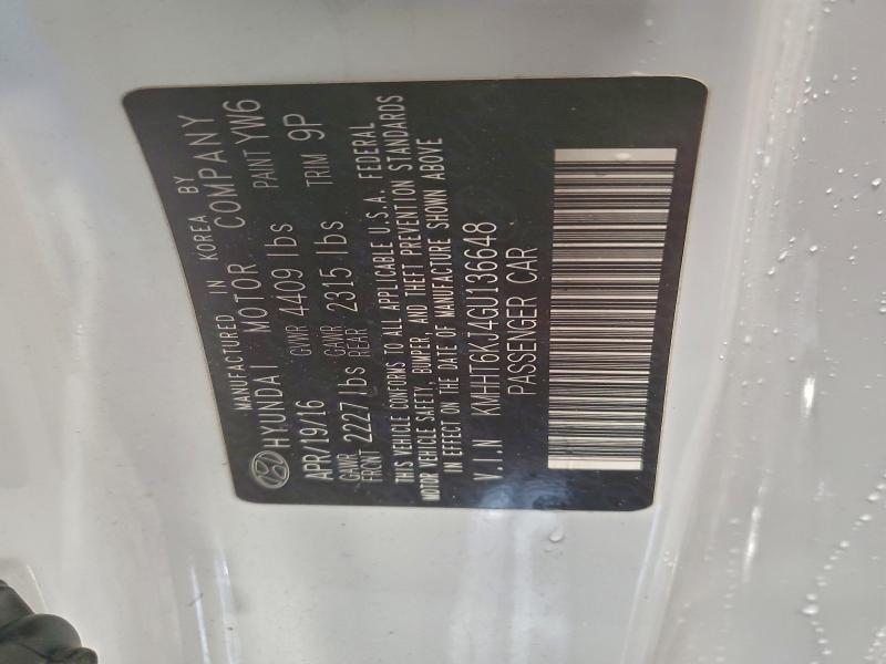 HYUNDAI GENESIS 2016 VIN KMHHT6KJ4GU136648