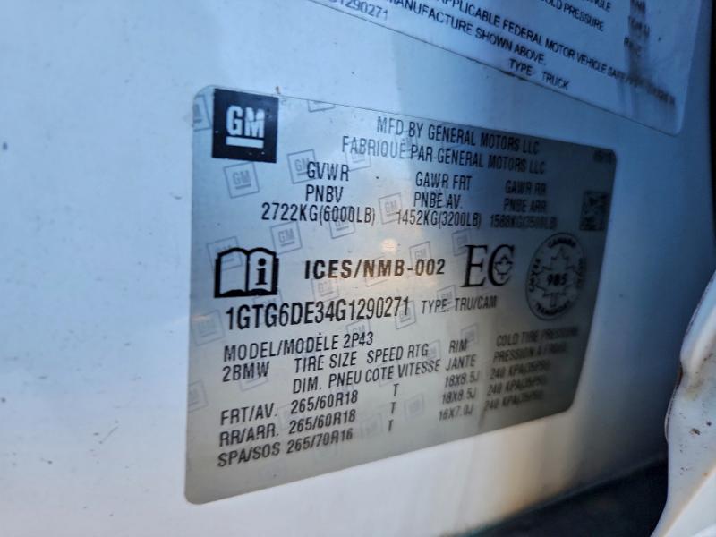 GMC CANYON 2016 VIN 1GTG6DE34G1290271