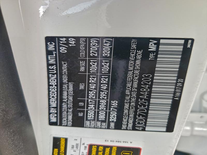 MERCEDES-BENZ GL-CLASS 2015 VIN 4JGDF7DE2FA484203