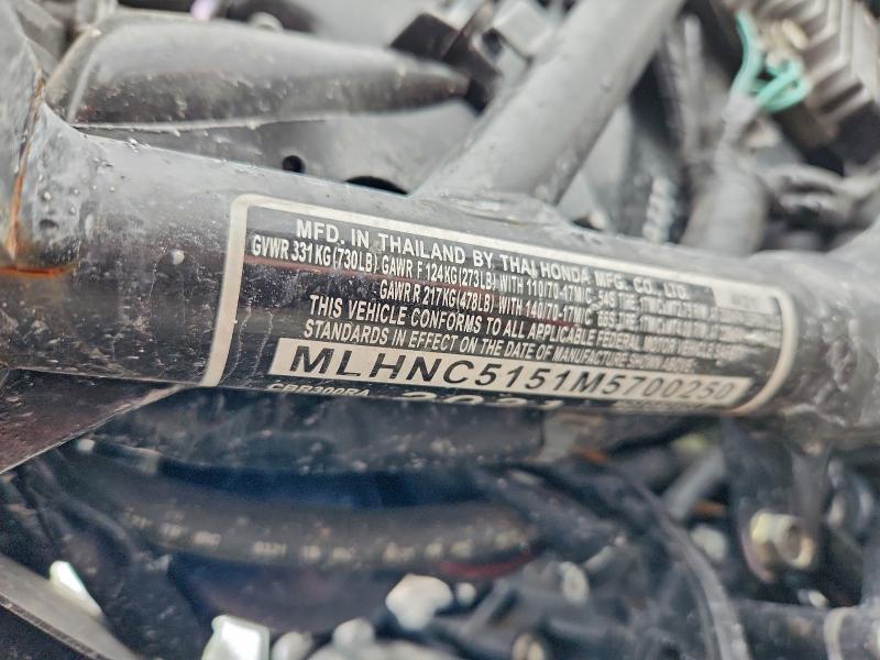 HONDA CBR CYCLE 2021 VIN MLHNC5151M5700250