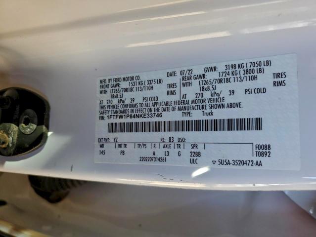 FORD F150 2022 VIN 1FTFW1P84NKE33746