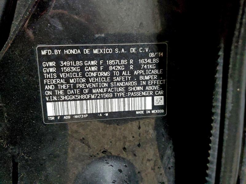 HONDA FIT 2015 VIN 3HGGK5H80FM721569