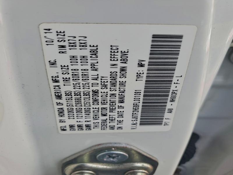 HONDA CROSSTOUR 2015 VIN 5J6TF2H59FL001091