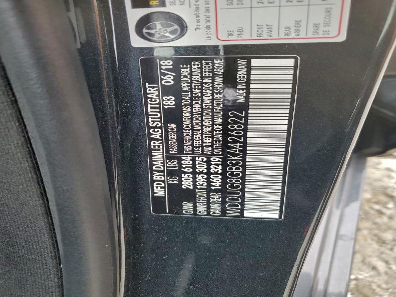 MERCEDES-BENZ S-CLASS 2019 VIN WDDUG8GB3KA426822