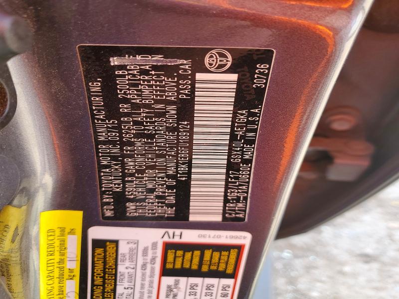 TOYOTA AVALON 2015 VIN 4T1BK1EB6FU189124