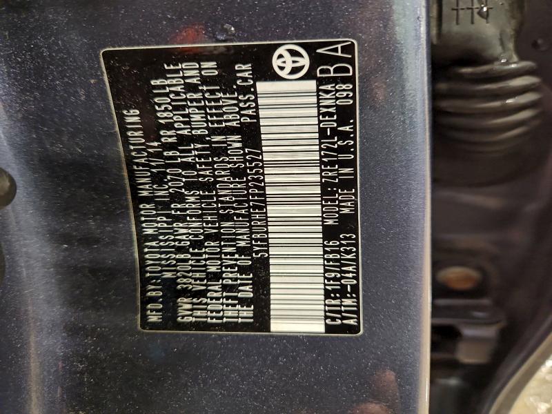 TOYOTA COROLLA 2015 VIN 5YFBURHE7FP235527