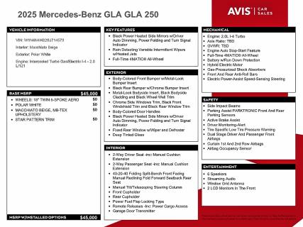 MERCEDES-BENZ GLA-CLASS 2025 VIN W1N4N4HB2SJ714573
