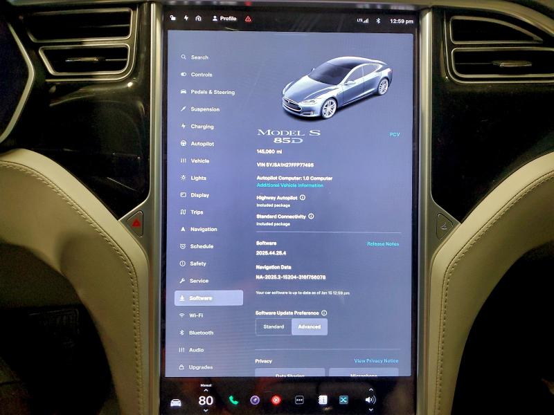 TESLA MODEL S 2015 VIN 5YJSA1H27FFP77495