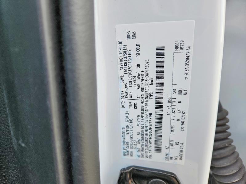 FORD F150 2018 VIN 1FTFW1RG6JFE17796