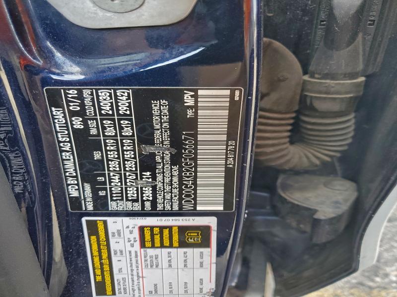 MERCEDES-BENZ GLC-CLASS 2016 VIN WDC0G4KB2GF056671