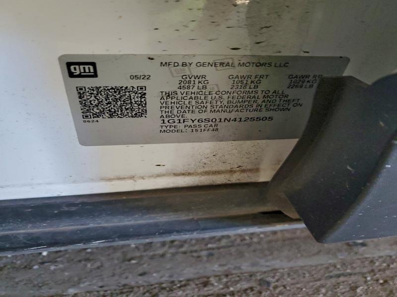 CHEVROLET BOLT 2022 VIN 1G1FY6S01N4125505