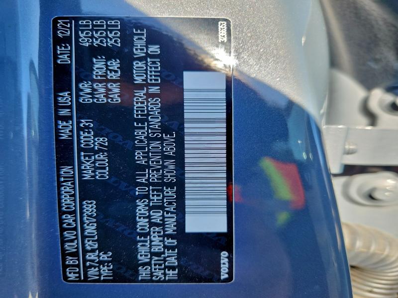 VOLVO S60 B5 INS 2022 VIN 7JRL12FL0NG173993