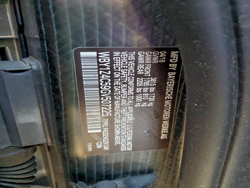 BMW I SERIES 2016 VIN WBY1Z4C59GV507225