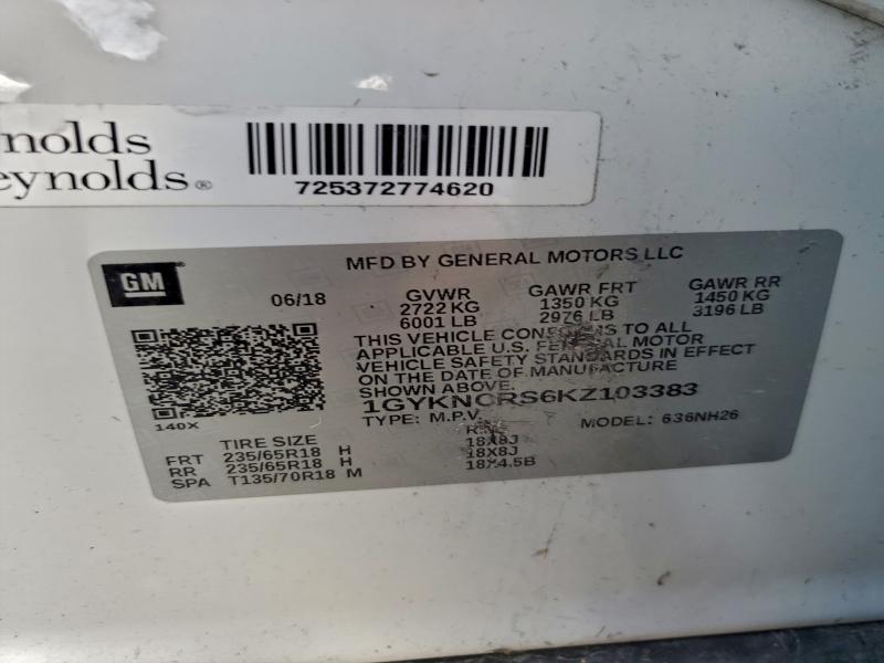 CADILLAC XT5 2019 VIN 1GYKNCRS6KZ103383