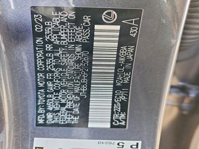 LEXUS UX 250H BA 2023 VIN JTHB6JBH6P2152670