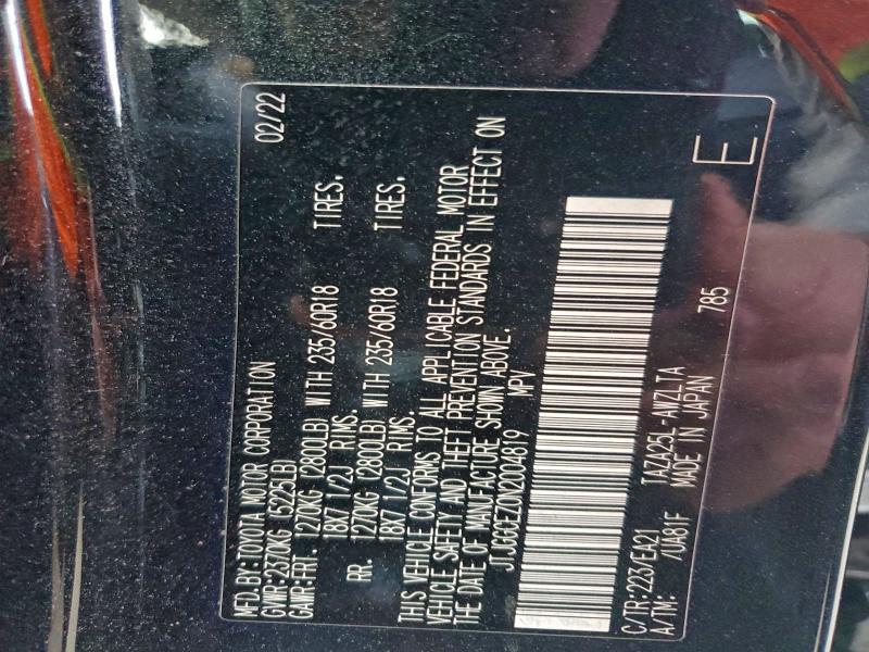 LEXUS NX 350 2022 VIN JTJGGCEZ0N2004819