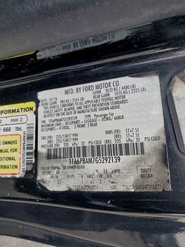 FORD ALL Models 2016 VIN 1FA6P8AM7G5292139