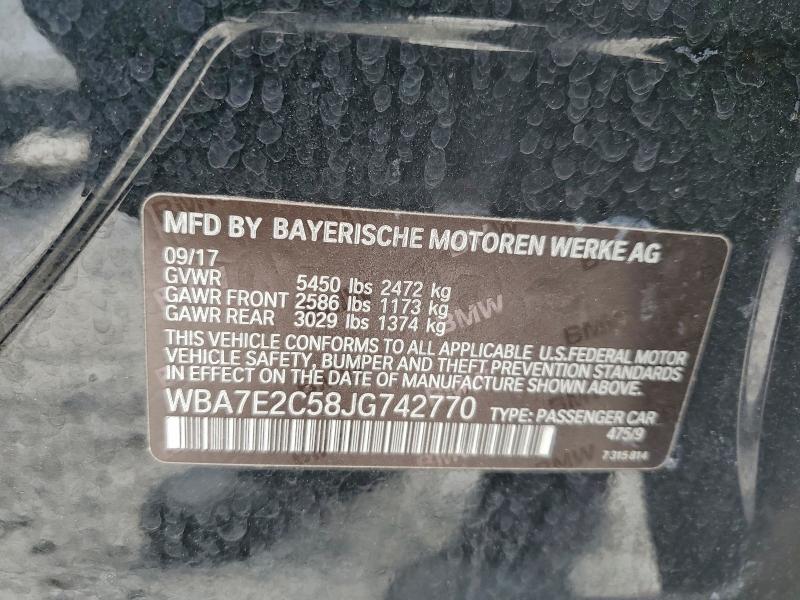 BMW 7 SERIES 2018 VIN WBA7E2C58JG742770